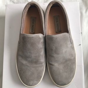 Steve Madden suede gray slip ons